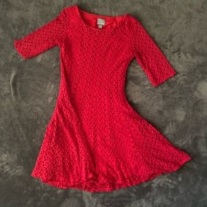 Lace red good condition fit to flare dress by Rabbit Rabbit Rabbit designs.